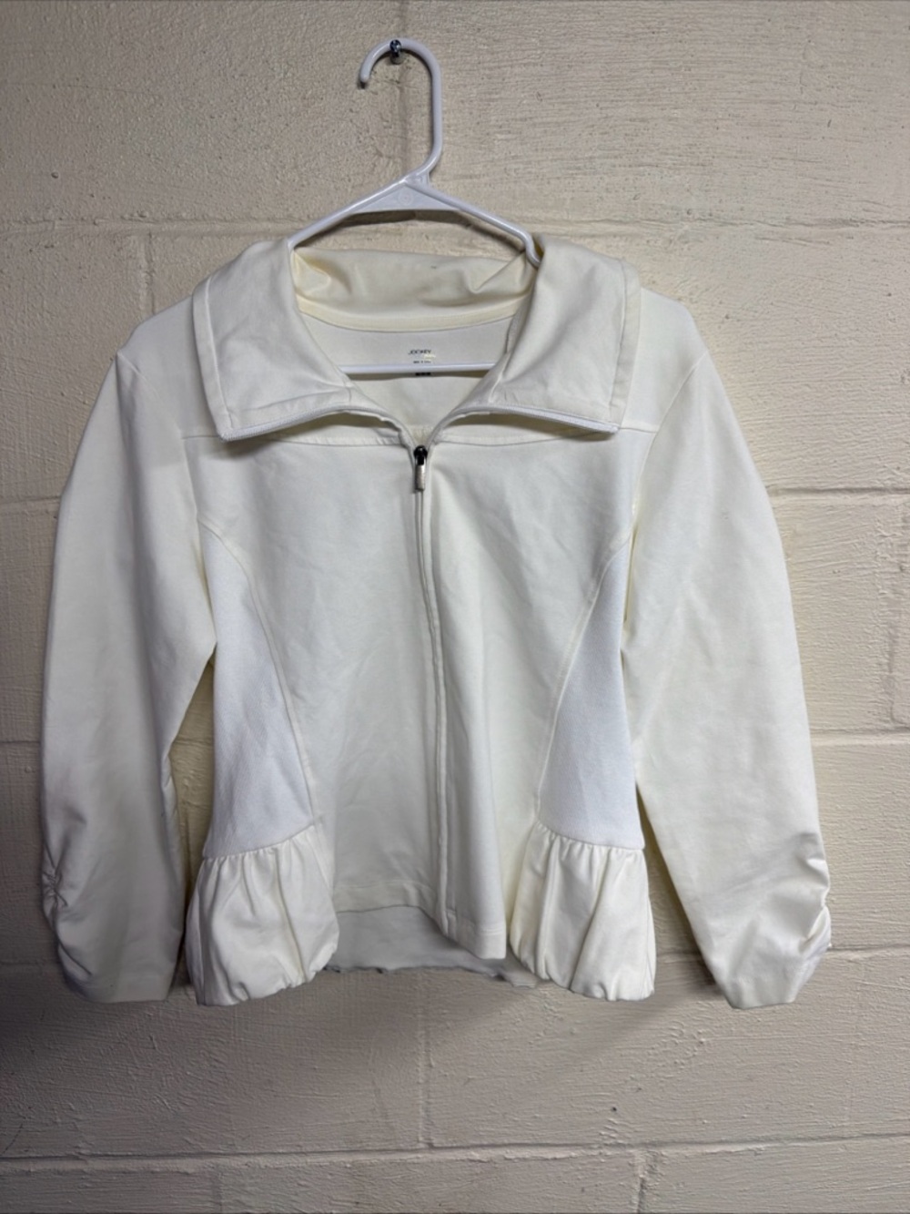 Jockey Women's Active Jacket White Size Medium Full Zip Long Sleeve Activewear